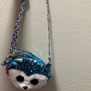 TY Blue and White Sequin Kids Bag